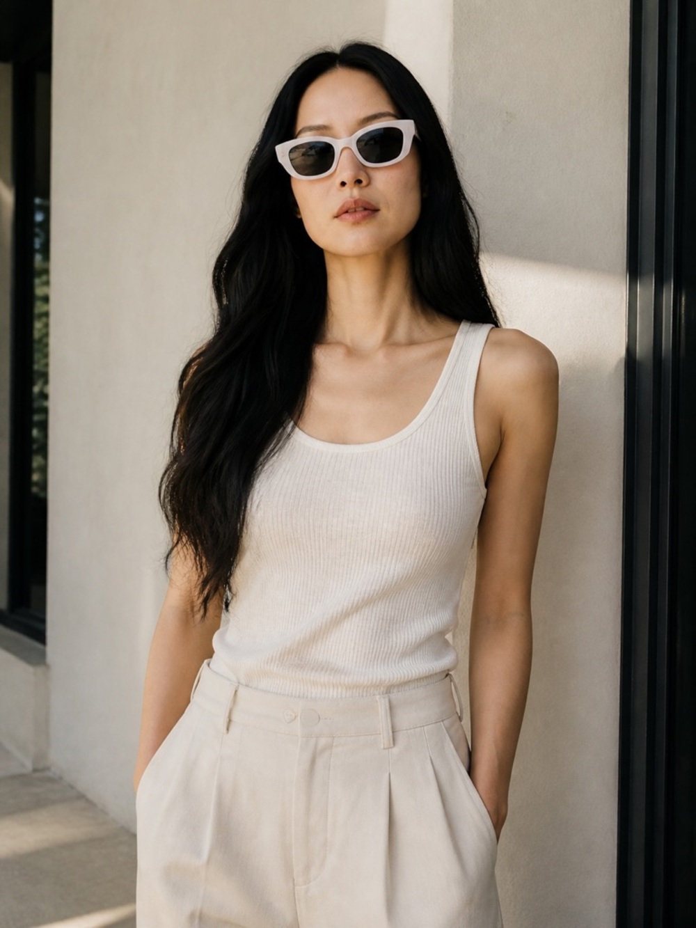 Ray-Ban White Frame Black Lens Cat Eye Sunglasses - Picture 2 of 6